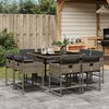 vidaXL 9 Piece Patio Dining Set with Cushions Gray Poly Rattan