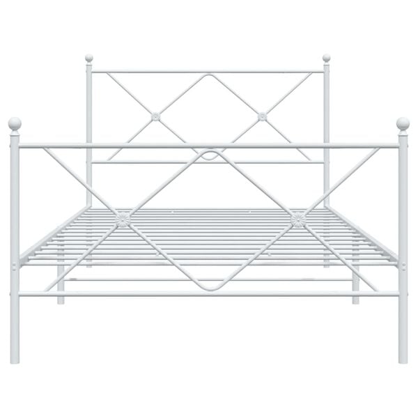 vidaXL Bed Frame White Steel 39.4 x 78.7 in Bed Frame Rectangular