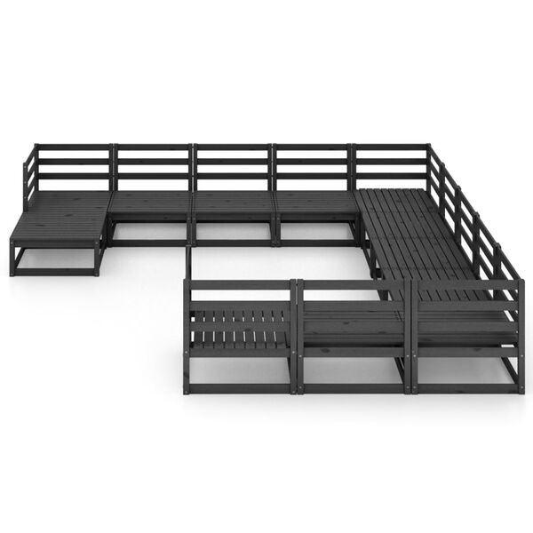 vidaXL Garden Lounge Set Black Solid pine Medium Modular Lounge Set