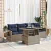 vidaXL 5 Piece Patio Sofa Set with Cushions Gray Poly Rattan