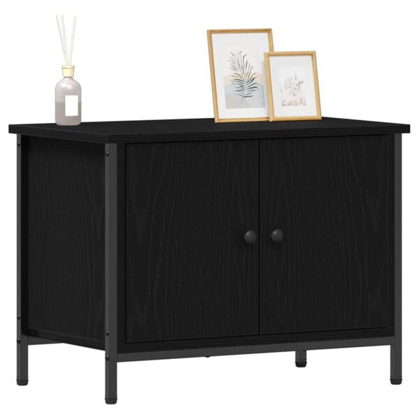 vidaXL TV Cabinet Black Oak 23.62 x 13.78 x 17.72 in Engineered Wood