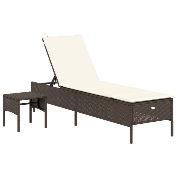 vidaXL Sun Lounger Set of 2 Brown PE rattan Large