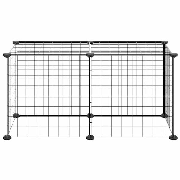 vidaXL Pet Cage Black Powder-coated steel Small Expandable Pet Cage