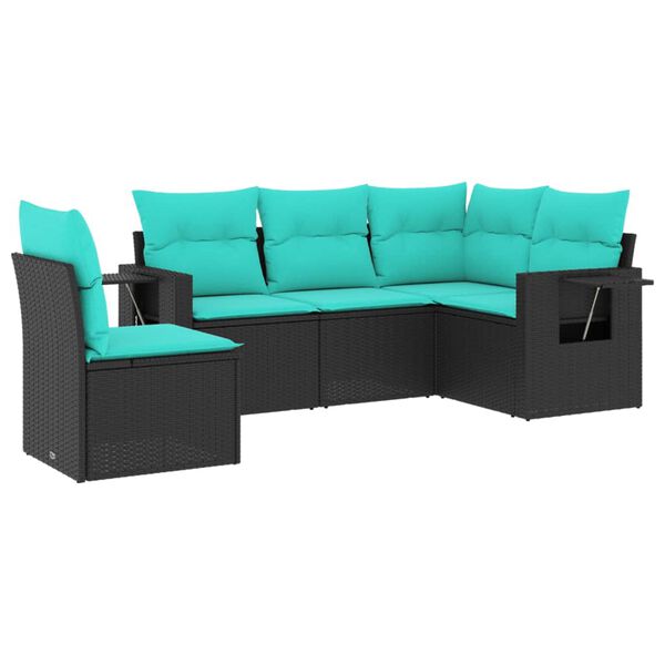 vidaXL Patio Sofa Set Black, Blue
