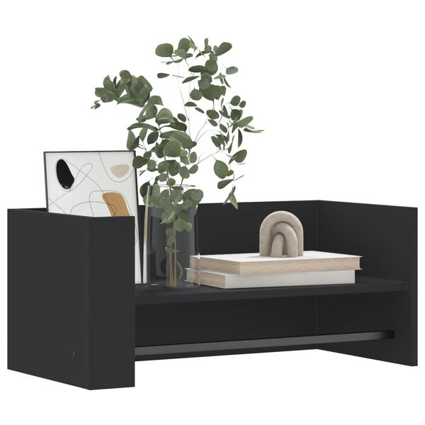vidaXL Wall Shelf Black Engineered wood Medium Wall Shelf Rectangular