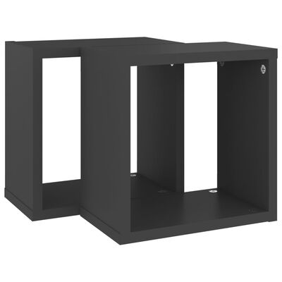 vidaXL Wall Cube Shelves 2 pcs Gray 10.2"x5.9"x10.2"