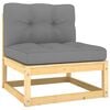 vidaXL Garden Lounge Set Natural wood, Grey cushions