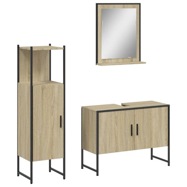 vidaXL Bathroom Cabinet Set Sonoma Oak