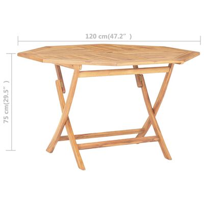 vidaXL Folding Patio Table 47.2"x47.2"x29.5" Solid Teak Wood