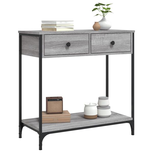 vidaXL Console Table Grey Sonoma Engineered wood, Metal Medium