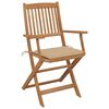 vidaXL Garden Chair Set of 6 Beige Solid Acacia Wood Medium Foldable