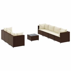 vidaXL Patio Lounge Set Set of 7 Brown, Cream white