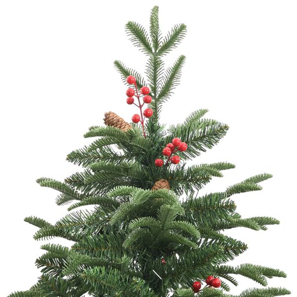 vidaXL Artificial Hinged Christmas Tree Green with red berries PVC, PE, Iron