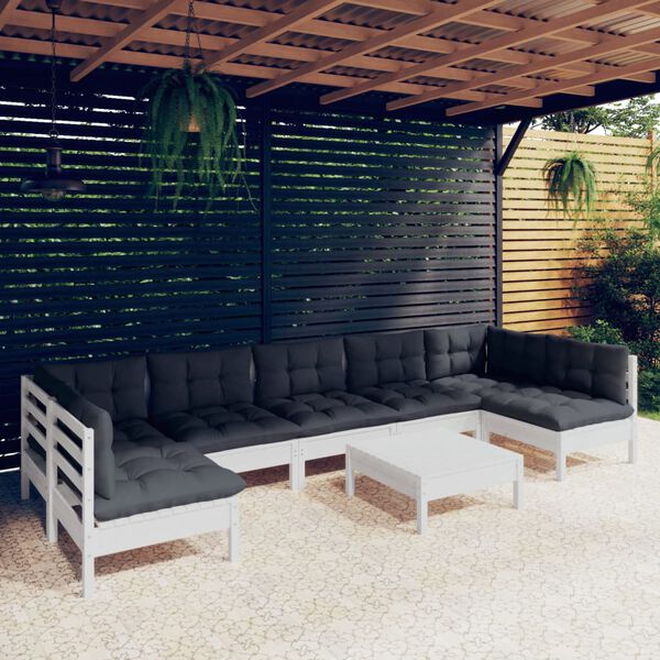 vidaXL Garden Lounge Set White, Anthracite