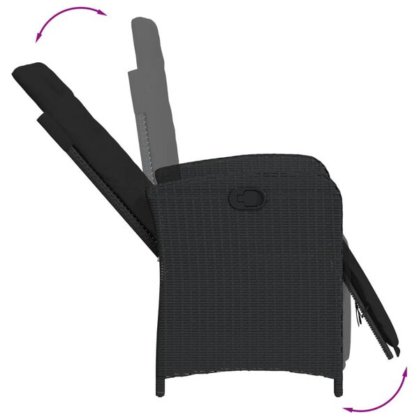 vidaXL 5 Piece Patio Dining Set with Cushions Black Poly Rattan