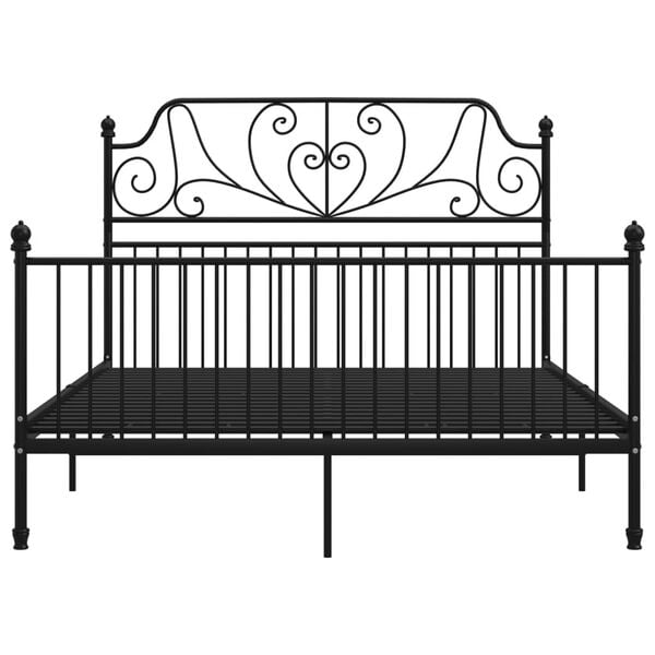 vidaXL Bed Frame Black Powder-coated metal Full Durable Bed Frame