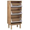 vidaXL Shoe Cabinet Brown and White Solid pine wood and engineered wood