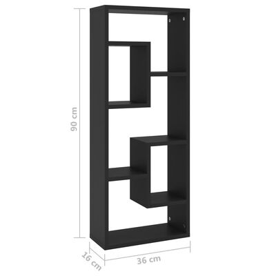 vidaXL Wall Shelf Black 14.2"x6.3"x35.4" Engineered Wood