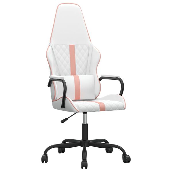 vidaXL Gaming Chair White and Pink PVC, Cotton, Polyester, Metal, Plywood