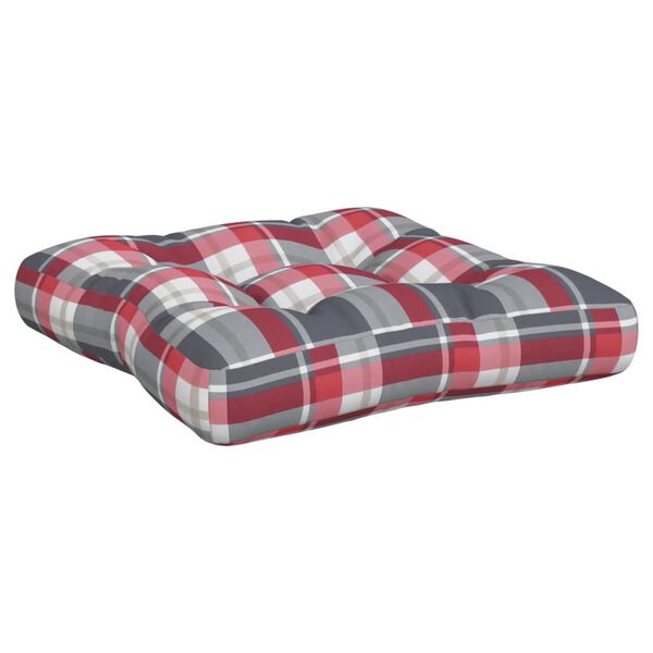 vidaXL Pallet Cushion Set of 3 Red check pattern 100% Polyester Standard