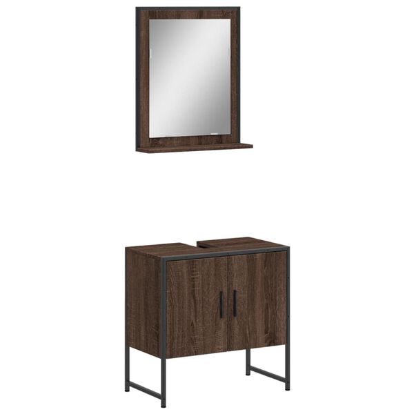 vidaXL Bathroom Cabinet Set Brown Oak