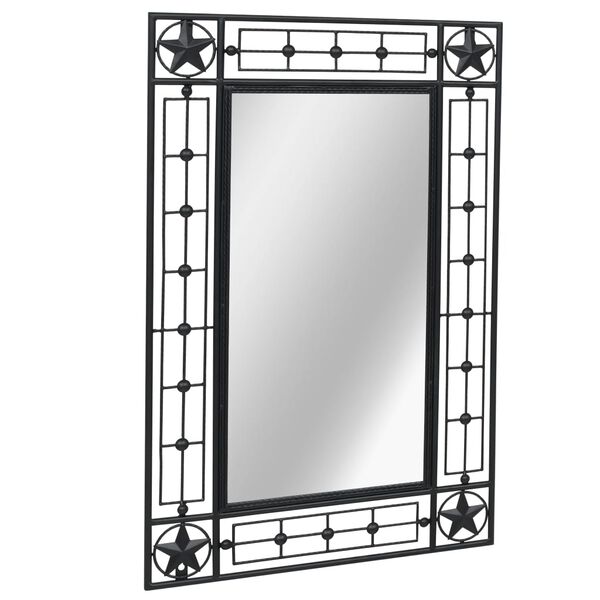 vidaXL Wall Mirror Black Powder-coated steel, Mirrored glass