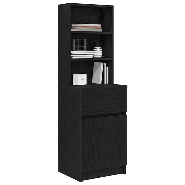 vidaXL Bedside Cabinet Black Engineered wood Tall Bedside Cabinet