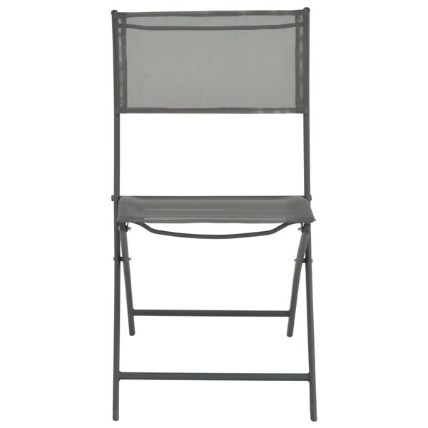 vidaXL Folding Outdoor Chair Set of 2 Grey Powder-coated steel, Textilene
