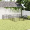 vidaXL Dog Playpen Black Galvanized Steel Large Durable Dog Playpen