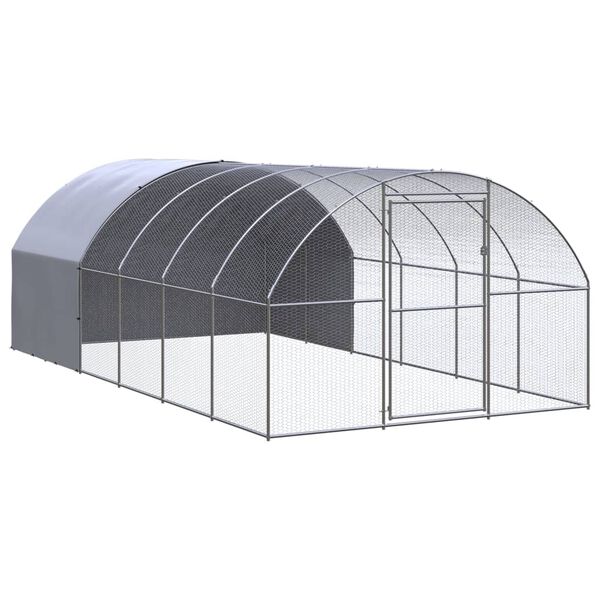 vidaXL Chicken Coop Silver and silver gray Galvanized steel, Polyethylene
