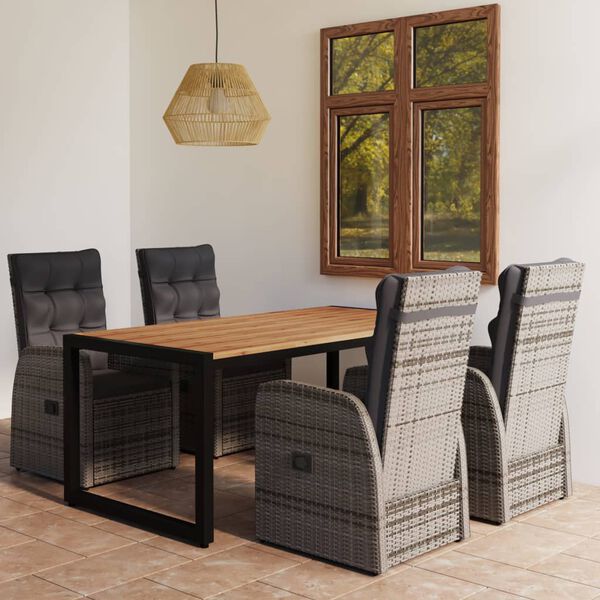vidaXL 5 Piece Patio Dining Set Gray