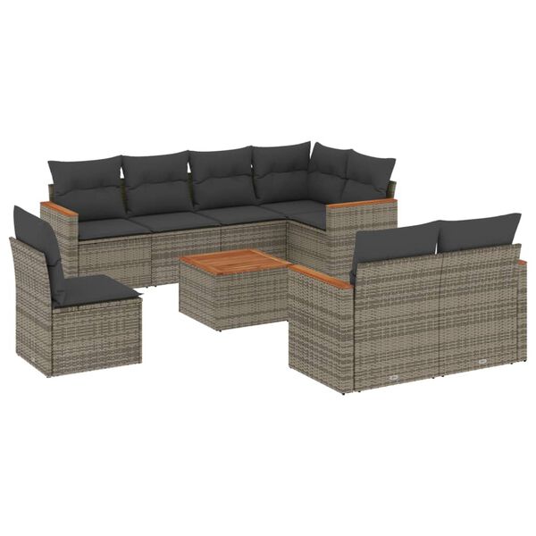 vidaXL Garden Sofa Set Grey PE Rattan Large Modular Garden Sofa Set