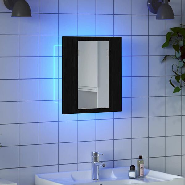 vidaXL LED Bathroom Mirror Cabinet Black Oak 40x12x45 cm Engineered Wood