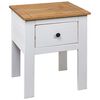 vidaXL Bedside Cabinet White, Natural Solid Pine Wood 18.1x15.7x22.4 in