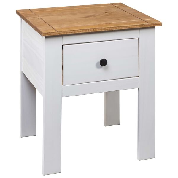 vidaXL Bedside Cabinet White, Natural Solid Pine Wood 18.1x15.7x22.4 in