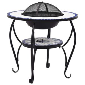 vidaXL Mosaic Fire Pit Table Blue and White 26.8" Ceramic