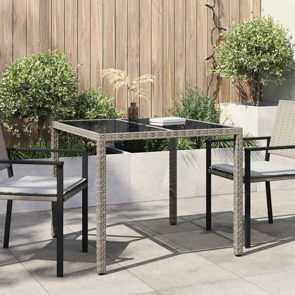 vidaXL Garden Dining Table Grey 35.43 x 35.43 x 29.53 in Poly Rattan