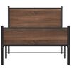 vidaXL Bed Frame Brown Oak Steel, engineered wood 39.4 x 74.8 in Modern