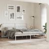 vidaXL Bed Frame White Steel 79 x 79 in Bed Frame Rectangular Modern
