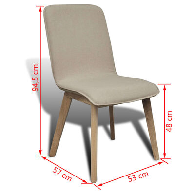 vidaXL Dining Chairs 6 pcs Beige Fabric and Solid Oak Wood