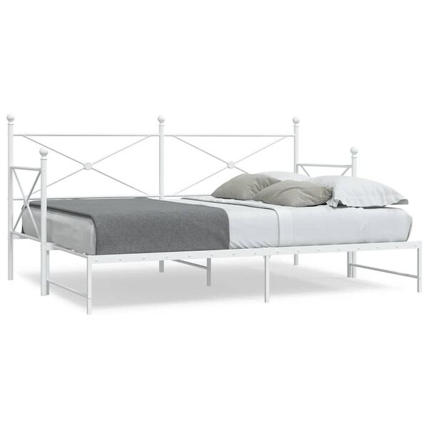 vidaXL Daybed With Trundle White Steel 35.4x74.8 in for mattress size