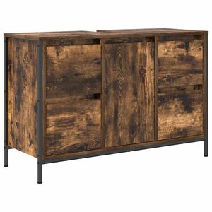 vidaXL Sink Cabinet Smoked oak Engineered wood, steel