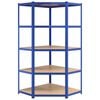 vidaXL 5-Layer Corner Shelf Blue Steel&Engineered Wood