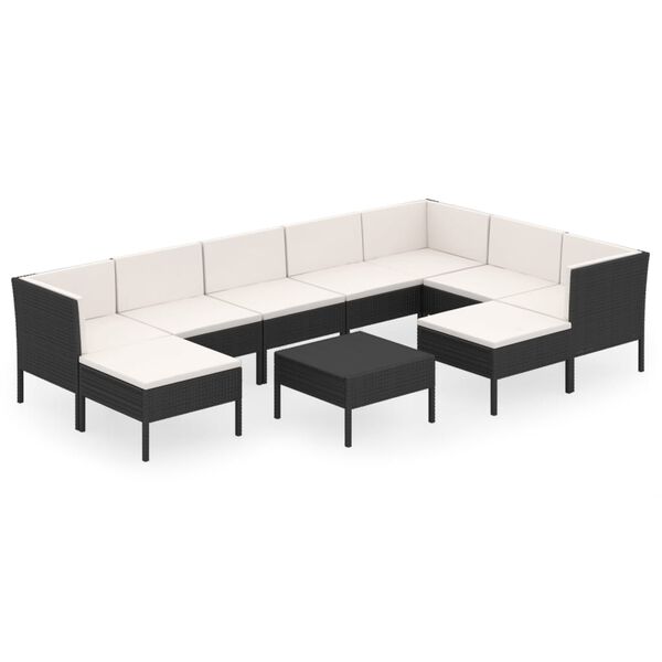 vidaXL Garden Lounge Set Black, Cream White