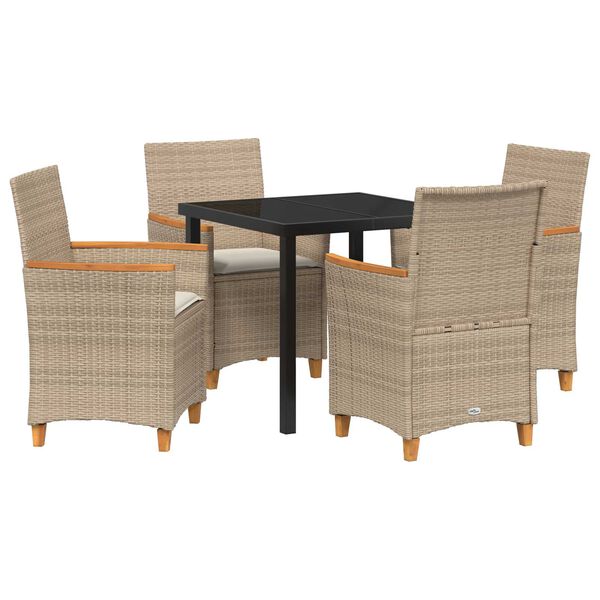vidaXL Garden Dining Set 5 pcs Beige Poly Rattan