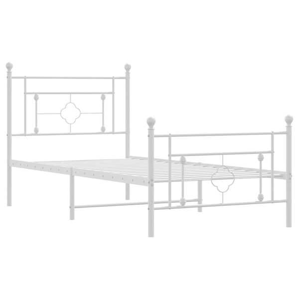 vidaXL Bed Frame White Powder-coated steel Twin Bed Frame Rectangular