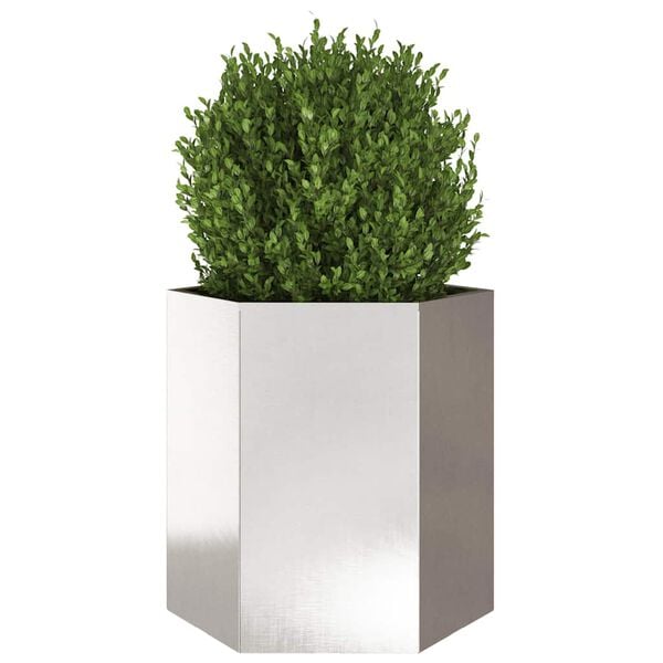 vidaXL Garden Planter Stainless Steel Hexagon 18.1x15.7x17.7 in Durable