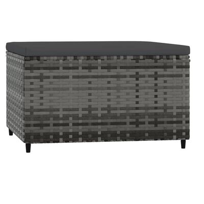 vidaXL Patio Footrest with Cushion Gray Poly Rattan