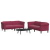 vidaXL Sofa Set Wine red Velvet (100% polyester), plywood, solid wood