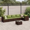 vidaXL Patio Lounge Set Brown PE rattan, Powder-Coated Steel, Tempered Glass